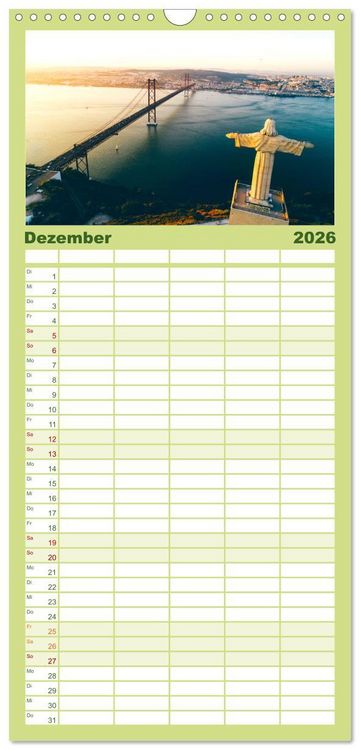 Produktbild: Familienplaner 2026 - Portugal Luftaufnahmen mit 5 Spalten (Wandkalender, 21 x 45 cm) CALVENDO