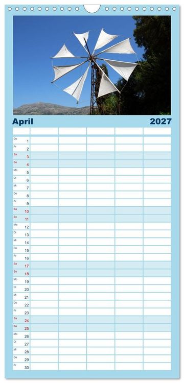 Produktbild: Familienplaner 2027 - Griechenland - Insel Kreta mit 5 Spalten (Wandkalender, 21 x 45 cm) CALVENDO