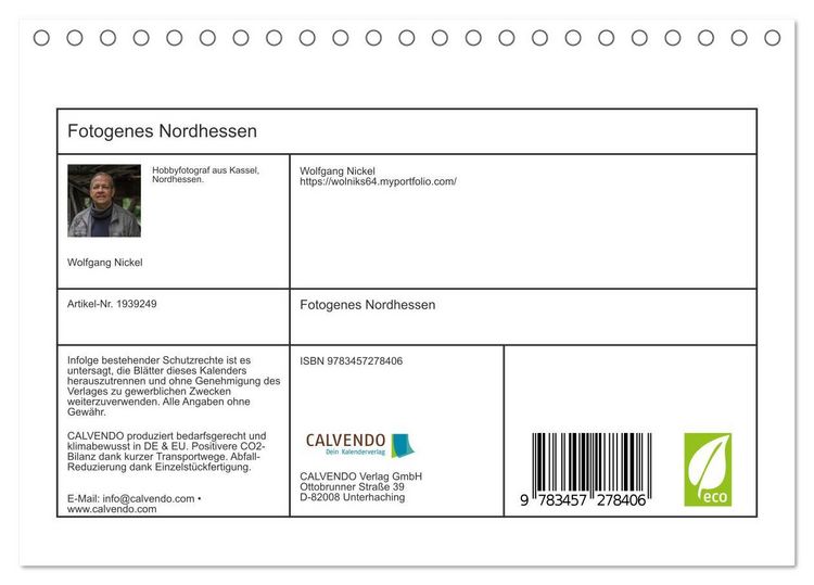 Fotogenes Nordhessen (Tischkalender 2026 DIN A5 quer), CALVENDO Monatskalender
