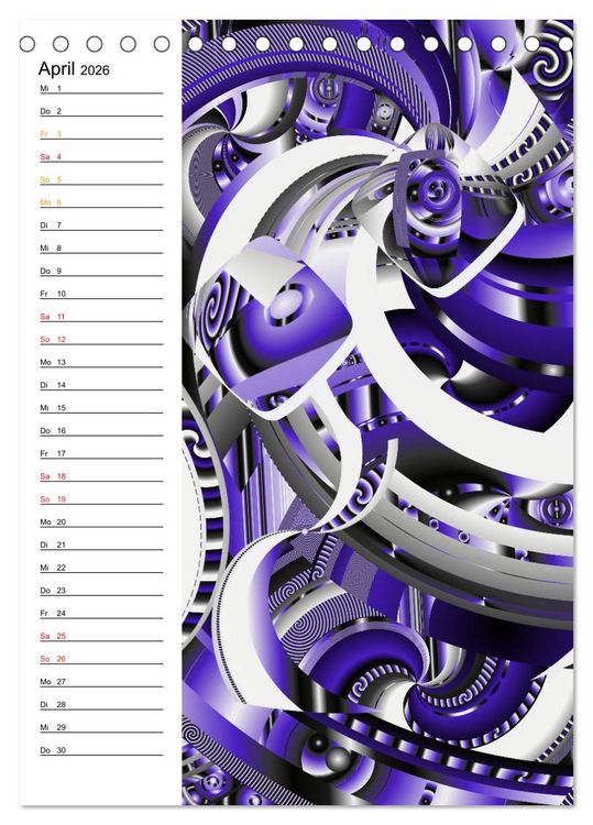 Produktbild: Geometrische Raumeindr&uuml;cke Planer (Tischkalender 2026 DIN A5 hoch), CALVENDO Monatskalender