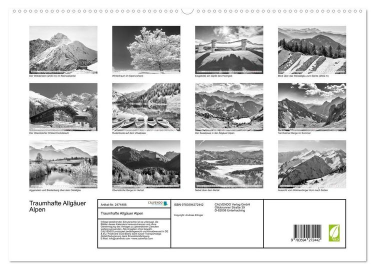 Produktbild: Traumhafte Allg&auml;uer Alpen (hochwertiger Premium Wandkalender 2027 DIN A2 quer), Kunstdruck in Hochglanz