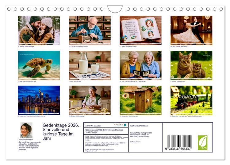 Produktbild: Gedenktage 2026. Sinnvolle und kuriose Tage im Jahr (Wandkalender 2026 DIN A4 quer), CALVENDO Monatskalender