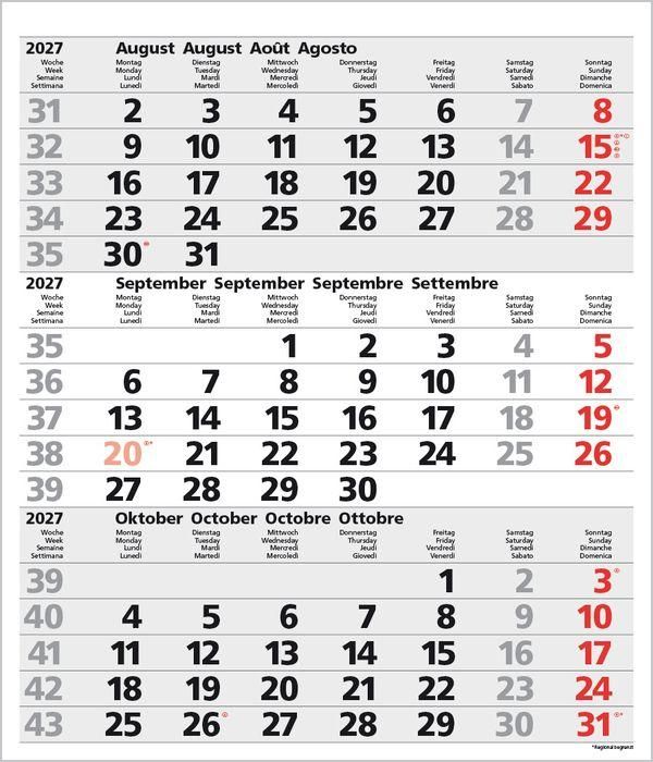Produktbild: 3-Monats-Planer Comfort Grau 2027