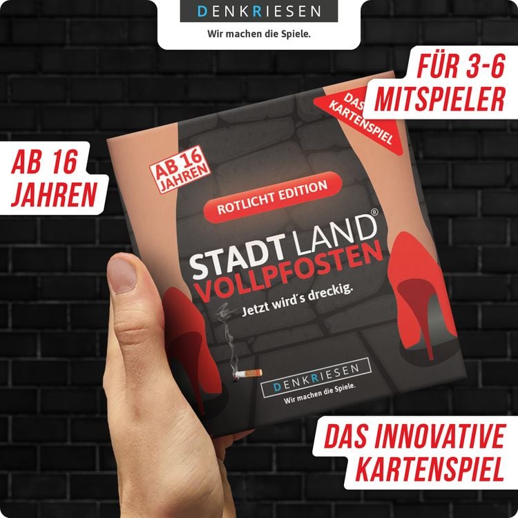 DENKRIESEN - STADT LAND VOLLPFOSTEN® - Das Kartenspiel - ROTLICHT EDITION "Jetzt wird's dreckig."