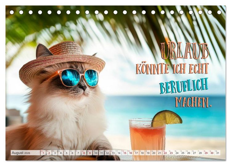 Produktbild: Katzenlogik - Wenn Blicke miauen k&ouml;nnten (Tischkalender 2026 DIN A5 quer), CALVENDO Monatskalender