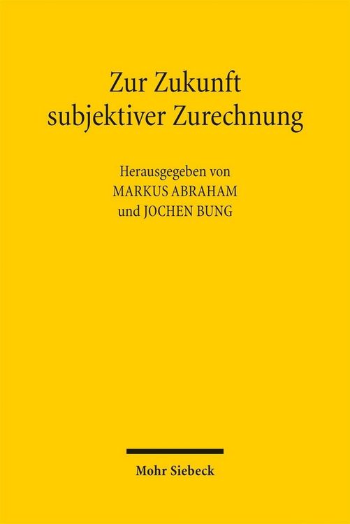 Produktbild: Zur Zukunft subjektiver Zurechnung