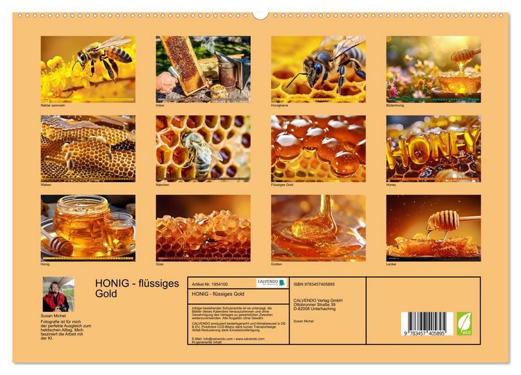 Produktbild: HONIG - fl&uuml;ssiges Gold (hochwertiger Premium Wandkalender 2026 DIN A2 quer), Kunstdruck in Hochglanz