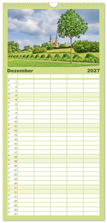 Produktbild: Familienplaner 2027 - Schlossgarten Neustrelitz mit 5 Spalten (Wandkalender, 21 x 45 cm) CALVENDO