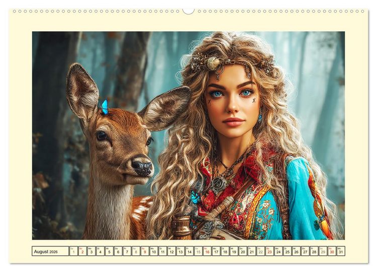 Produktbild: Waldgefl&uuml;ster. Die mystischen Frauen der alten Pfade (Wandkalender 2026 DIN A2 quer), CALVENDO Monatskalender