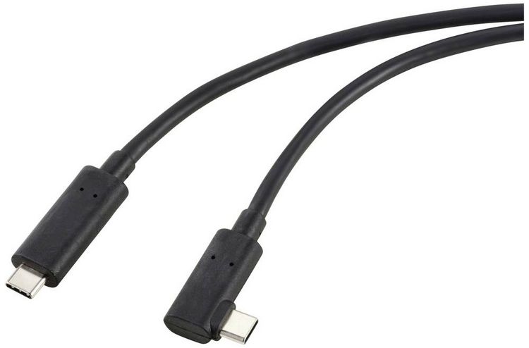 Produktbild: Renkforce Glasfaser USB-C&reg; Kabel USB 3.2 Gen2 USB-C&reg; Stecker einseitig gewinkelt 10.00 m Schwarz RF-5625884