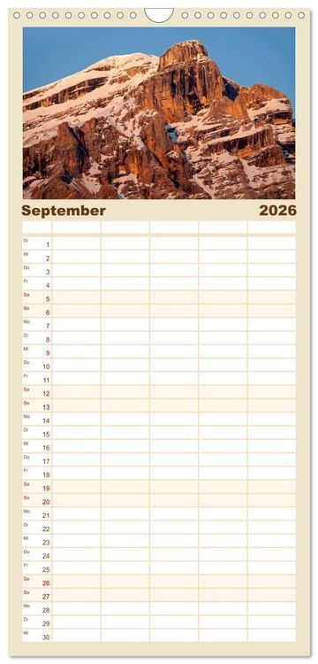 Produktbild: Familienplaner 2026 - Die H&ouml;chsten der Alpen mit 5 Spalten (Wandkalender, 21 x 45 cm) CALVENDO