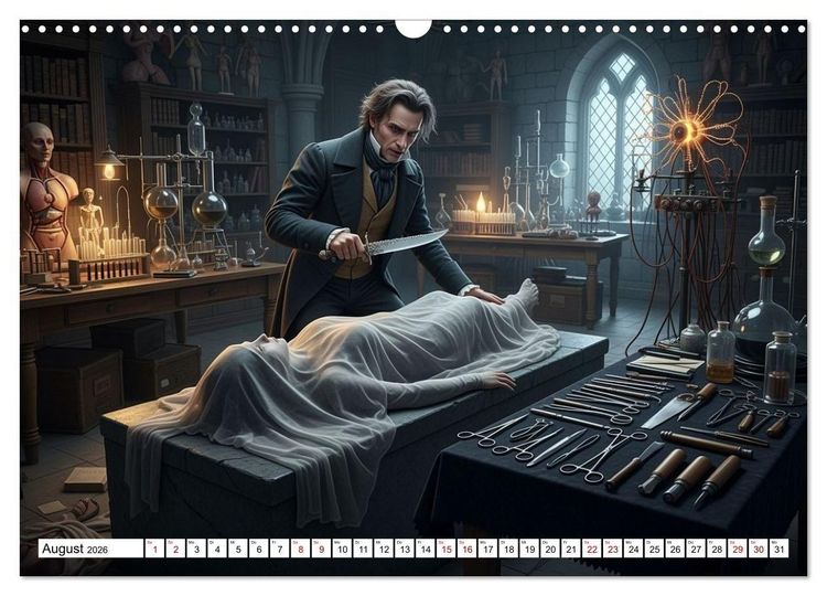 Produktbild: Victor Frankenstein und seine Sch&ouml;pfung (Wandkalender 2026 DIN A3 quer), CALVENDO Monatskalender