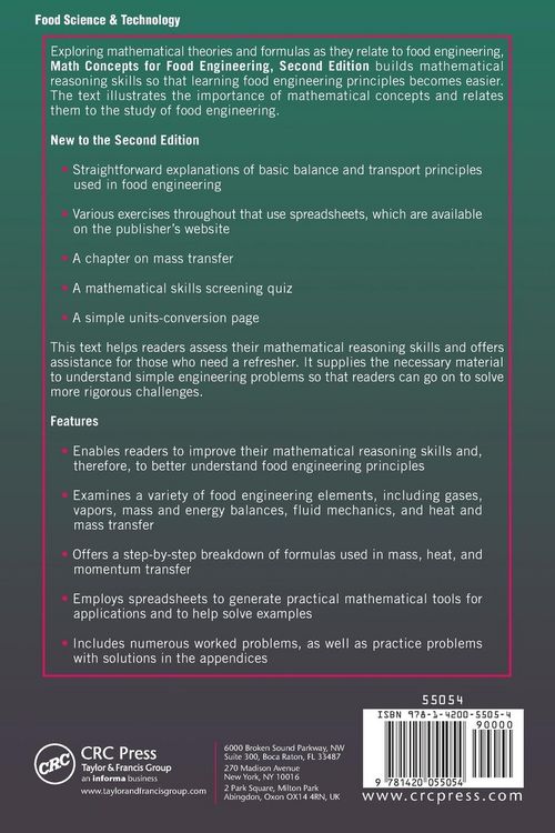 Produktbild: Math Concepts for Food Engineering