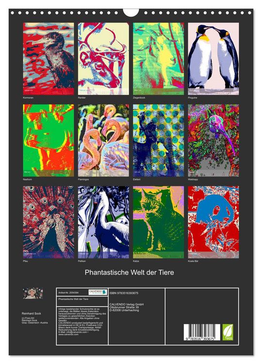 Produktbild: Phantastische Welt der Tiere (Wandkalender 2026 DIN A3 hoch), CALVENDO Monatskalender