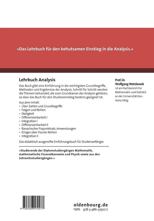 Produktbild: Lehrbuch Analysis