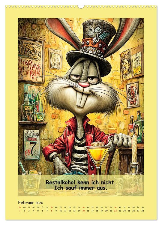 Produktbild: Kneipen-Hasen. Trinkende Spr&uuml;cheklopfer (hochwertiger Premium Wandkalender 2026 DIN A2 hoch), Kunstdruck in Hochglanz