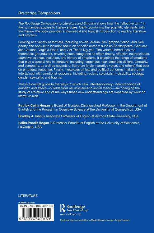 Produktbild: The Routledge Companion to Literature and Emotion