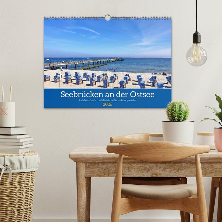 Produktbild: Seebr&uuml;cken an der Ostsee - Aufs Meer laufen und die frische Ostseebrise genie&szlig;en (Wandkalender 2026 DIN A3 quer), CALVENDO Monatskalender