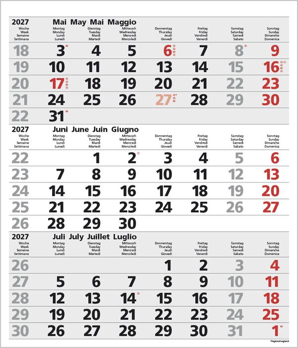 Produktbild: 3-Monats-Planer Comfort Grau 2027