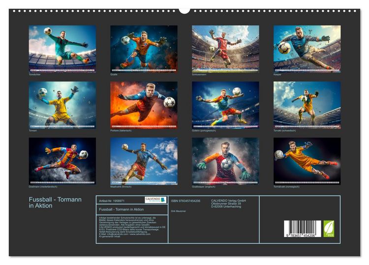 Produktbild: Fussball - Tormann in Aktion (hochwertiger Premium Wandkalender 2026 DIN A2 quer), Kunstdruck in Hochglanz