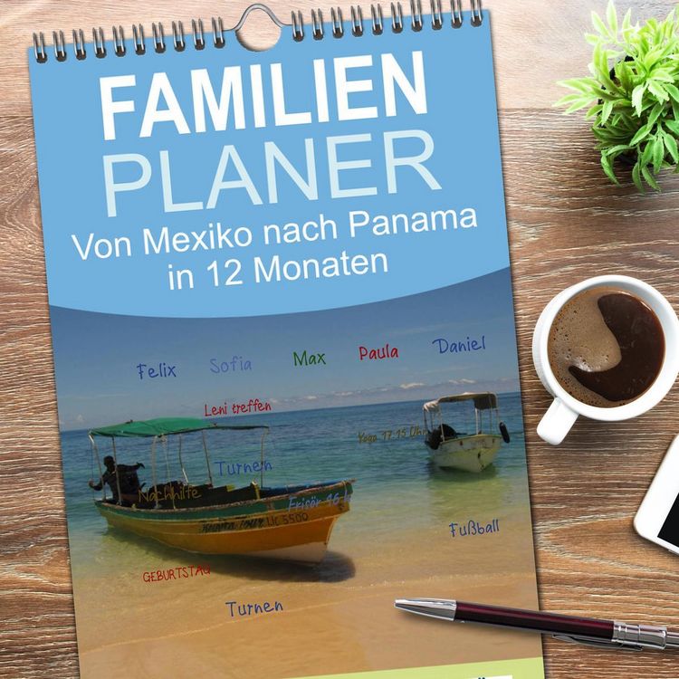 Produktbild: Familienplaner 2026 - Von Mexiko nach Panama in 12 Monaten mit 5 Spalten (Wandkalender, 21 x 45 cm) CALVENDO