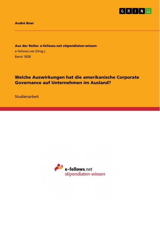 Produktbild: Welche Auswirkungen hat die amerikanische Corporate Governance auf Unternehmen im Ausland?