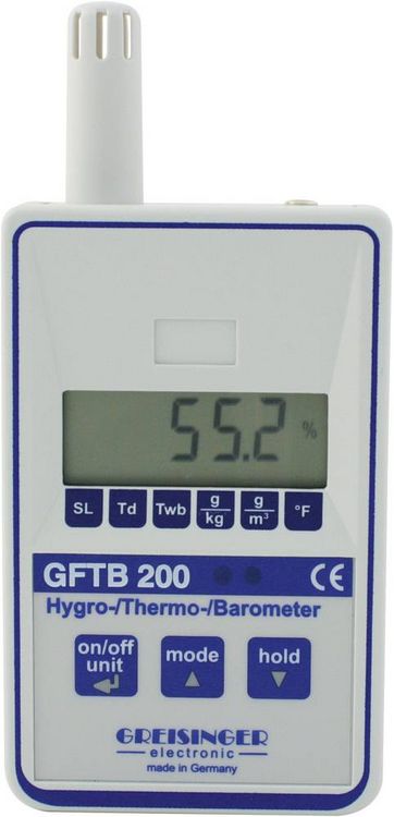 Produktbild: Greisinger GFTB 200 Luftfeuchtemessger&auml;t (Hygrometer) 0 % rF 100 % rF Taupunkt-/Schimmelwarnanzeige