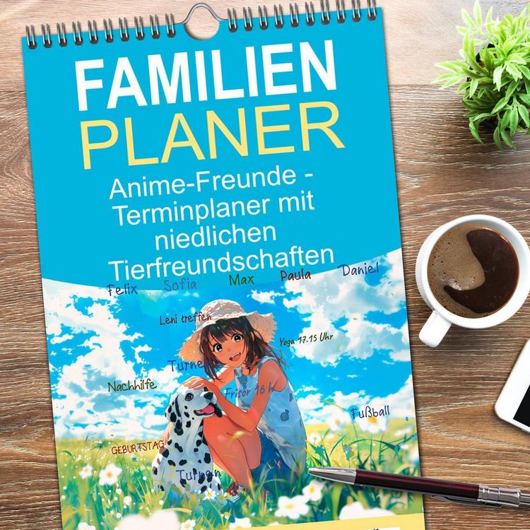 Produktbild: Familienplaner 2026 - Anime-Freunde - Terminplaner mit niedlichen Tierfreundschaften mit 5 Spalten (Wandkalender, 21 x 45 cm) CALVENDO