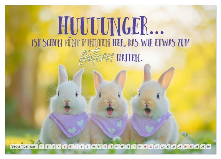 Produktbild: KANINCHEN Mit Humor durchs Jahr (Wandkalender 2026 DIN A3 quer), CALVENDO Monatskalender