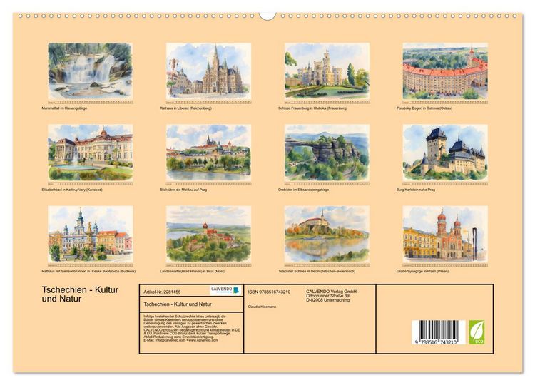 Produktbild: Tschechien - Kultur und Natur (hochwertiger Premium Wandkalender 2026 DIN A2 quer), Kunstdruck in Hochglanz