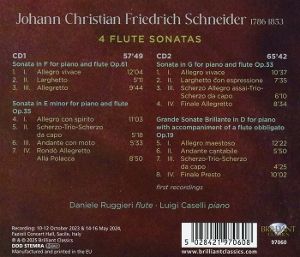 Produktbild: Schneider:4 Flute Sonatas