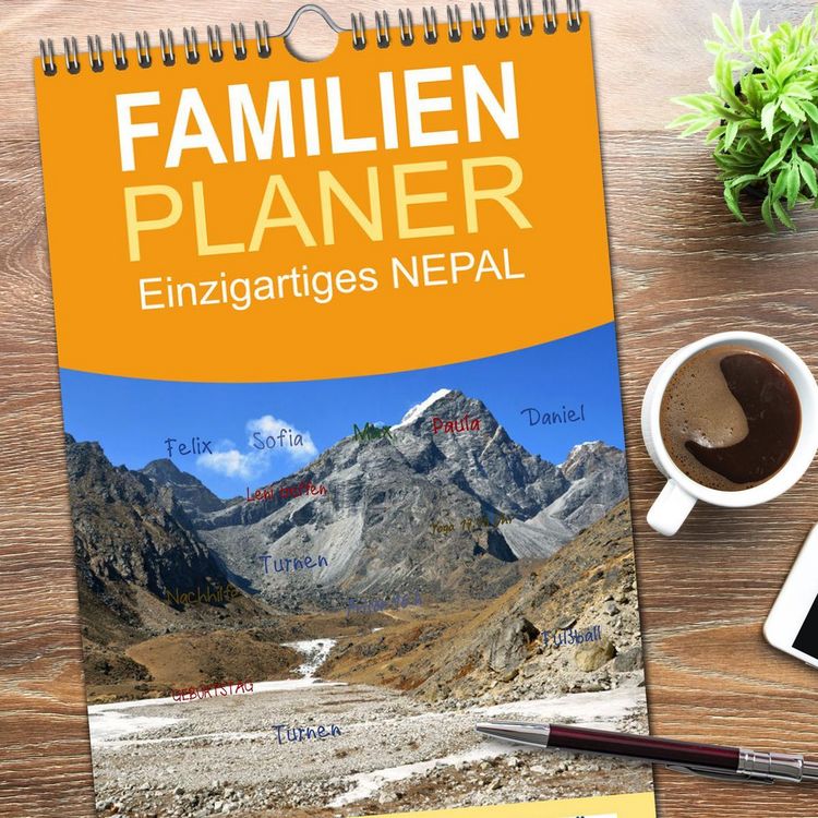 Produktbild: Familienplaner 2026 - Einzigartiges NEPAL mit 5 Spalten (Wandkalender, 21 x 45 cm) CALVENDO