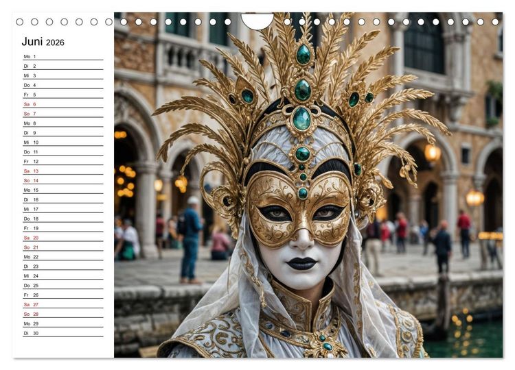 Produktbild: M&auml;rchenhafte Maskerade KI - Karnevalserlebnis in Venedig (Wandkalender 2026 DIN A4 quer), CALVENDO Monatskalender