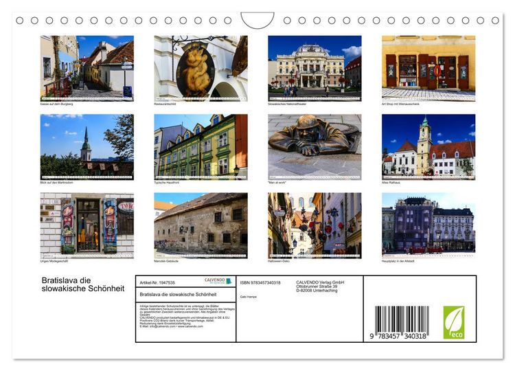 Produktbild: Bratislava die slowakische Sch&ouml;nheit (Wandkalender 2026 DIN A4 quer), CALVENDO Monatskalender
