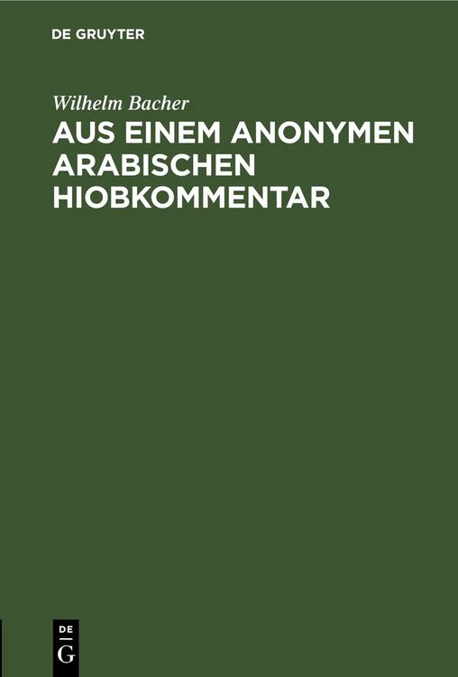 Produktbild: Aus einem anonymen arabischen Hiobkommentar