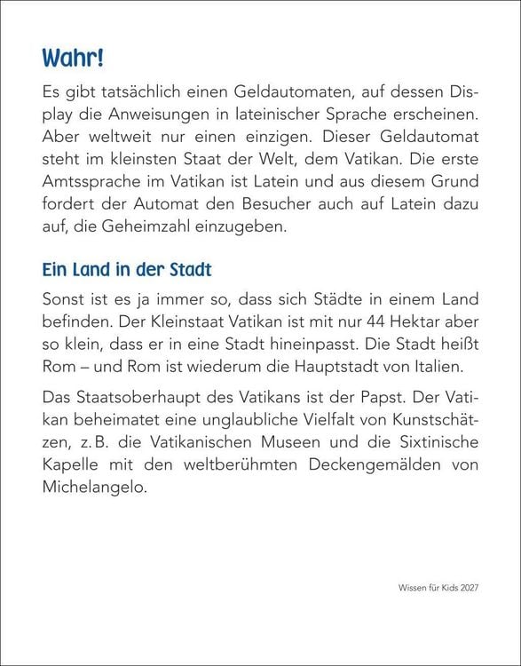 Produktbild: Wissen f&uuml;r Kids Tagesabrei&szlig;kalender 2027