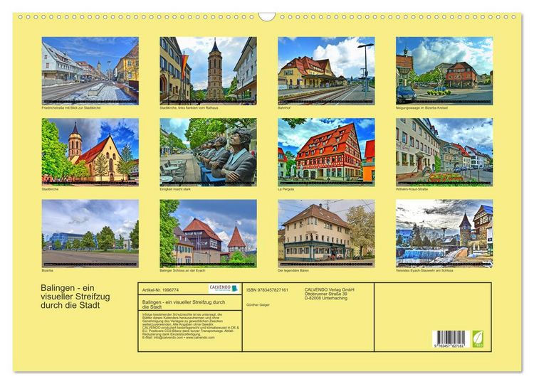 Produktbild: Balingen - ein visueller Streifzug durch die Stadt (Wandkalender 2026 DIN A2 quer), CALVENDO Monatskalender