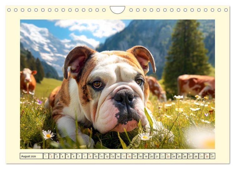 Produktbild: Bulldogs on Tour. Urlaubsreif und schnaufend zum Gipfelgl&uuml;ck (Wandkalender 2026 DIN A4 quer), CALVENDO Monatskalender