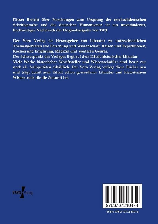 Produktbild: Bericht &uuml;ber Forschungen zum Ursprung der neuhochdeutschen Schriftsprache