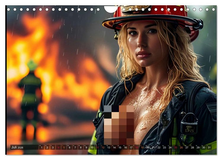 Produktbild: Hei&szlig;er als Feuer: 14 verf&uuml;hrerische Feuerwehrfrauen im Einsatz (Wandkalender 2026 DIN A4 quer), CALVENDO Monatskalender