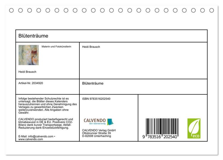 Produktbild: Bl&uuml;tentr&auml;ume (Tischkalender 2026 DIN A5 quer), CALVENDO Monatskalender