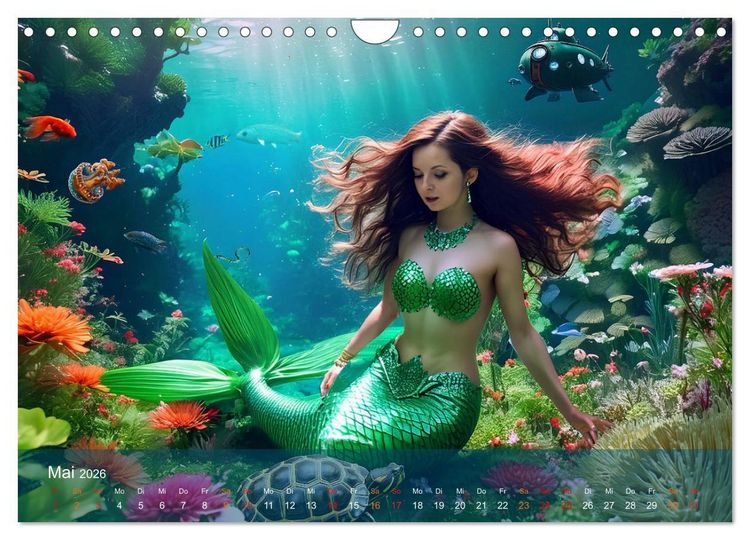 Produktbild: Meerjungfrauen in mystischen Unterwasserwelten (Wandkalender 2026 DIN A4 quer), CALVENDO Monatskalender