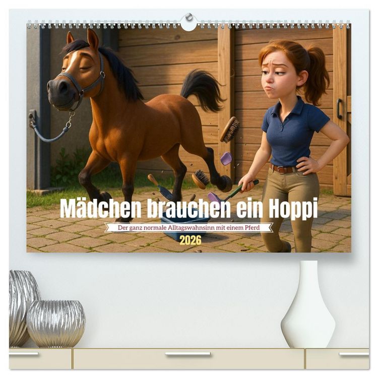 Produktbild: M&auml;dchen brauchen ein Hoppi (hochwertiger Premium Wandkalender 2026 DIN A2 quer), Kunstdruck in Hochglanz