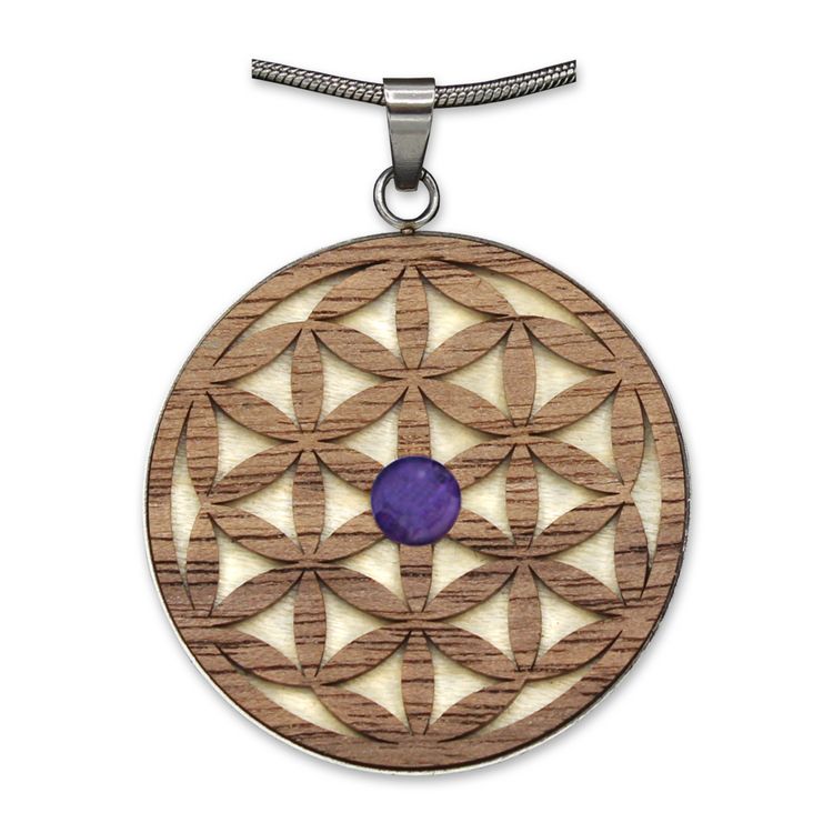 Produktbild: Edelstein "Waldzeichen" Amethyst Blume d. Lebens