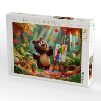 Produktbild: CALVENDO Puzzle Herbstliche Malerei im Dschungel: Der k&uuml;nstlerische Braunb&auml;r | 2000 Teile Lege-Gr&ouml;&szlig;e 90x67cm Foto-Puzzle f&uuml;r gl&uuml;ckliche Stunden