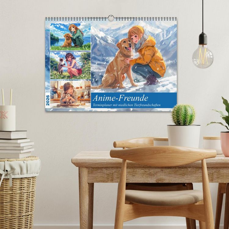 Produktbild: Anime-Freunde - Terminplaner mit niedlichen Tierfreundschaften (Wandkalender 2026 DIN A3 quer), CALVENDO Monatskalender