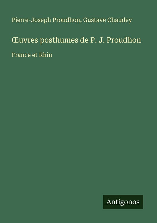 Produktbild: &iquest;uvres posthumes de P. J. Proudhon