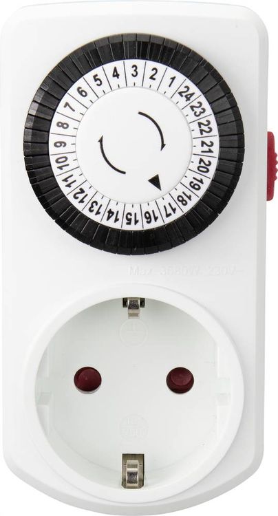 Produktbild: Sygonix SY-5042668 Steckdosen-Zeitschaltuhr analog Tagesprogramm 3680W IP20 Dauerbetrieb