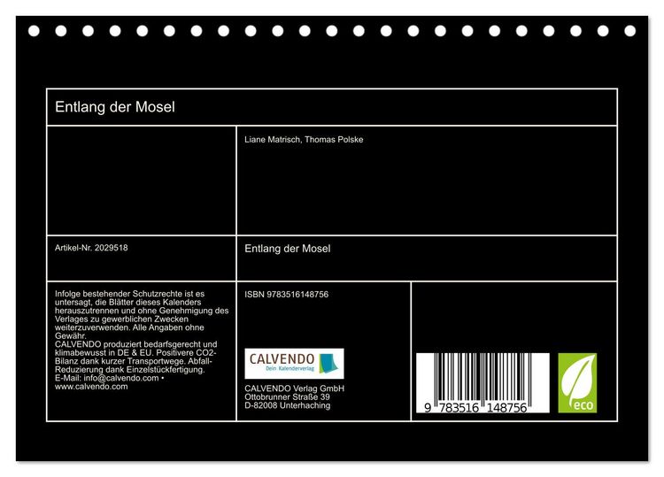 Produktbild: Entlang der Mosel (Tischkalender 2026 DIN A5 quer), CALVENDO Monatskalender