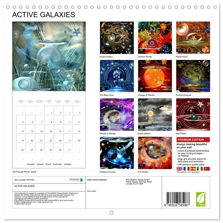 Produktbild: ACTIVE GALAXIES (Wall Calendar 2026 12 &times; 12 Inch) CALVENDO 12 Month Wall Calendar